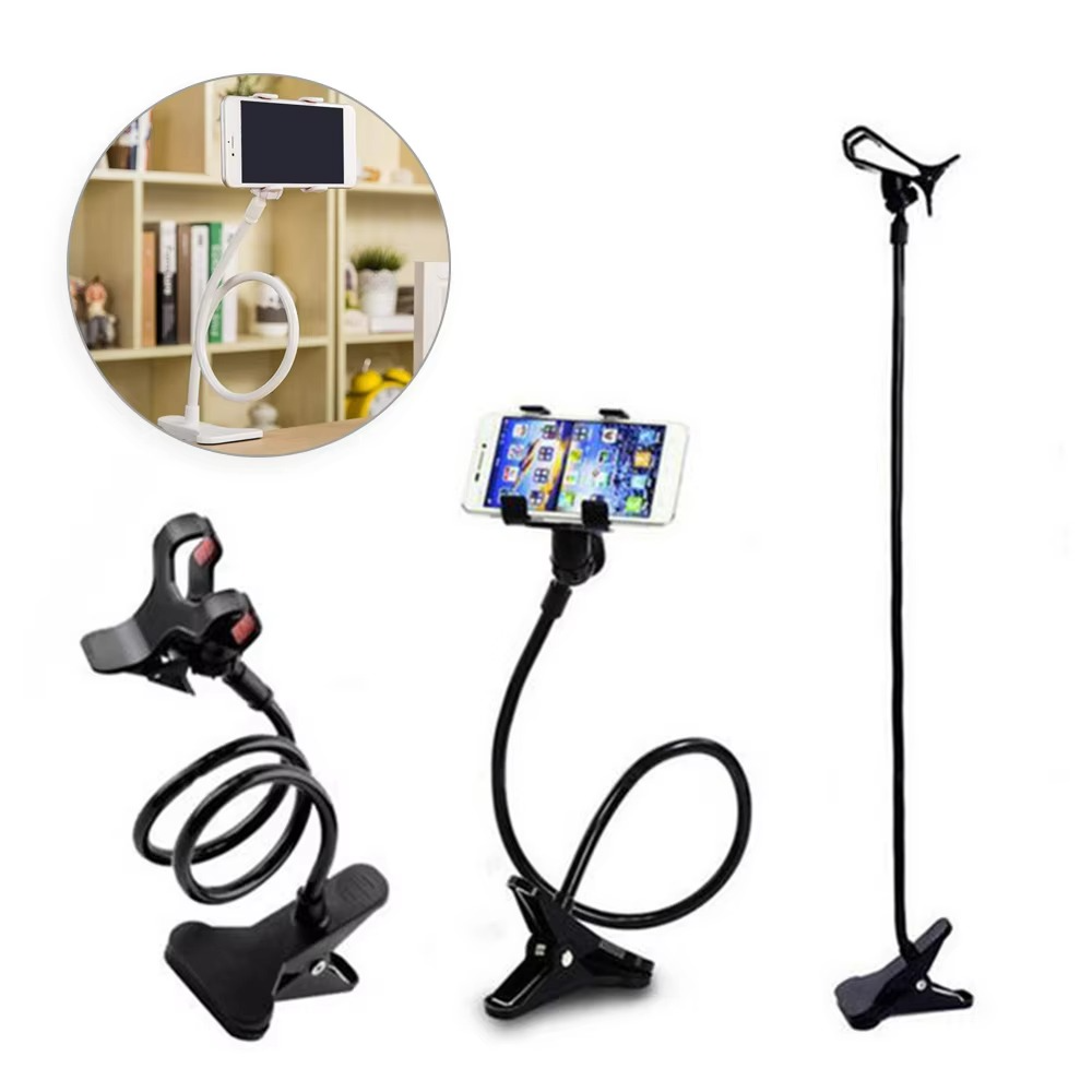 360° Rotating Flexible Mobile Phone Stand Holder with Strong Grip – Lazy Snake Bedside Phone Mount