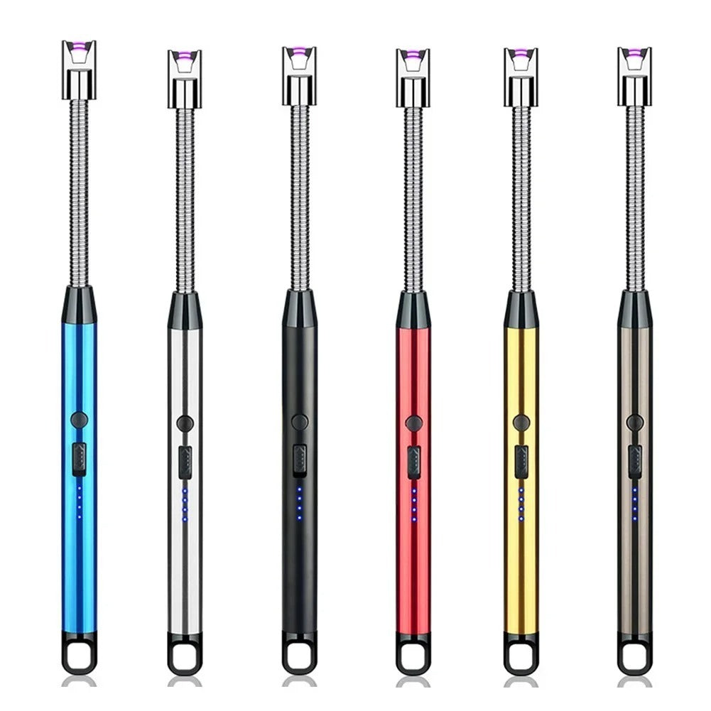 360° Outdoor Arc Lighter – USB Rechargeable, Flexible Neck, Windproof & Safety Lock