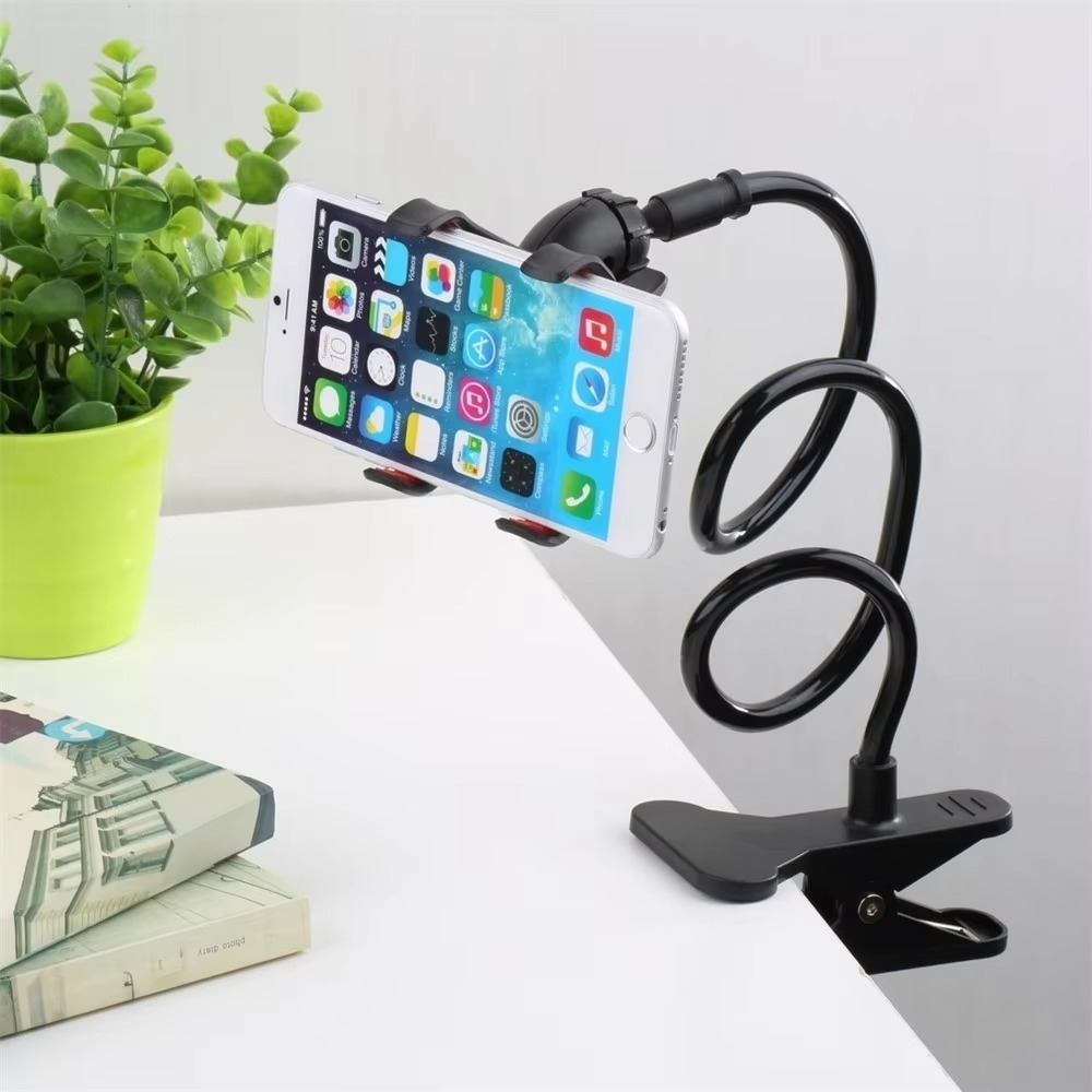 360° Rotating Flexible Mobile Phone Stand Holder with Strong Grip – Lazy Snake Bedside Phone Mount