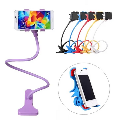 360° Rotating Flexible Mobile Phone Stand Holder with Strong Grip – Lazy Snake Bedside Phone Mount