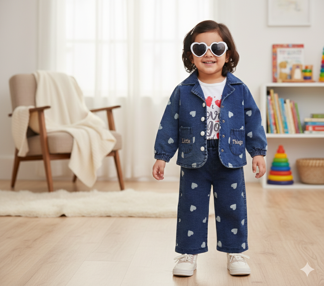 Baby 3PC Denim Outfit – Denim Jacket, Pant & Jersey Inner