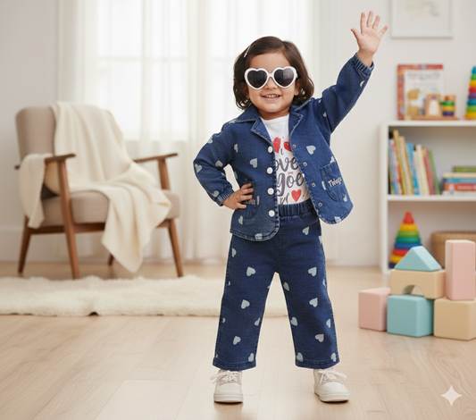 Baby 3PC Denim Outfit – Denim Jacket, Pant & Jersey Inner