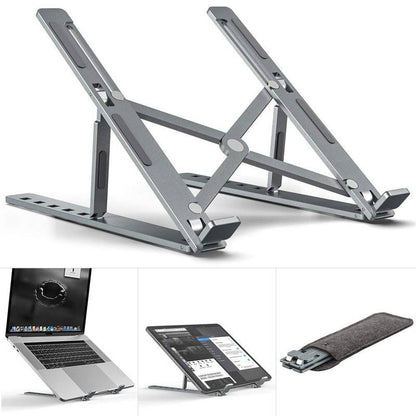 Speed-X Pro Aluminium Laptop Stand – Foldable, Heavy-Duty & Adjustable (16” Height, 6 Angles)
