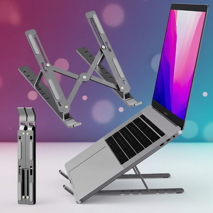 Speed-X Pro Aluminium Laptop Stand – Foldable, Heavy-Duty & Adjustable (16” Height, 6 Angles)