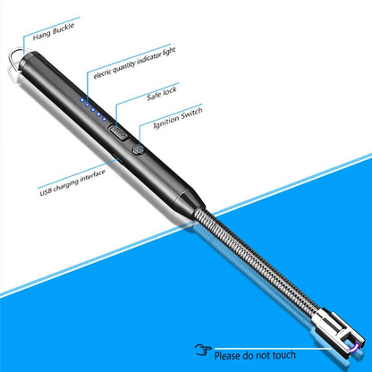 360° Outdoor Arc Lighter – USB Rechargeable, Flexible Neck, Windproof & Safety Lock
