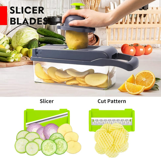 16-in-1 Multifunctional Vegetable Cutter for Chopping, Slicing & Grating