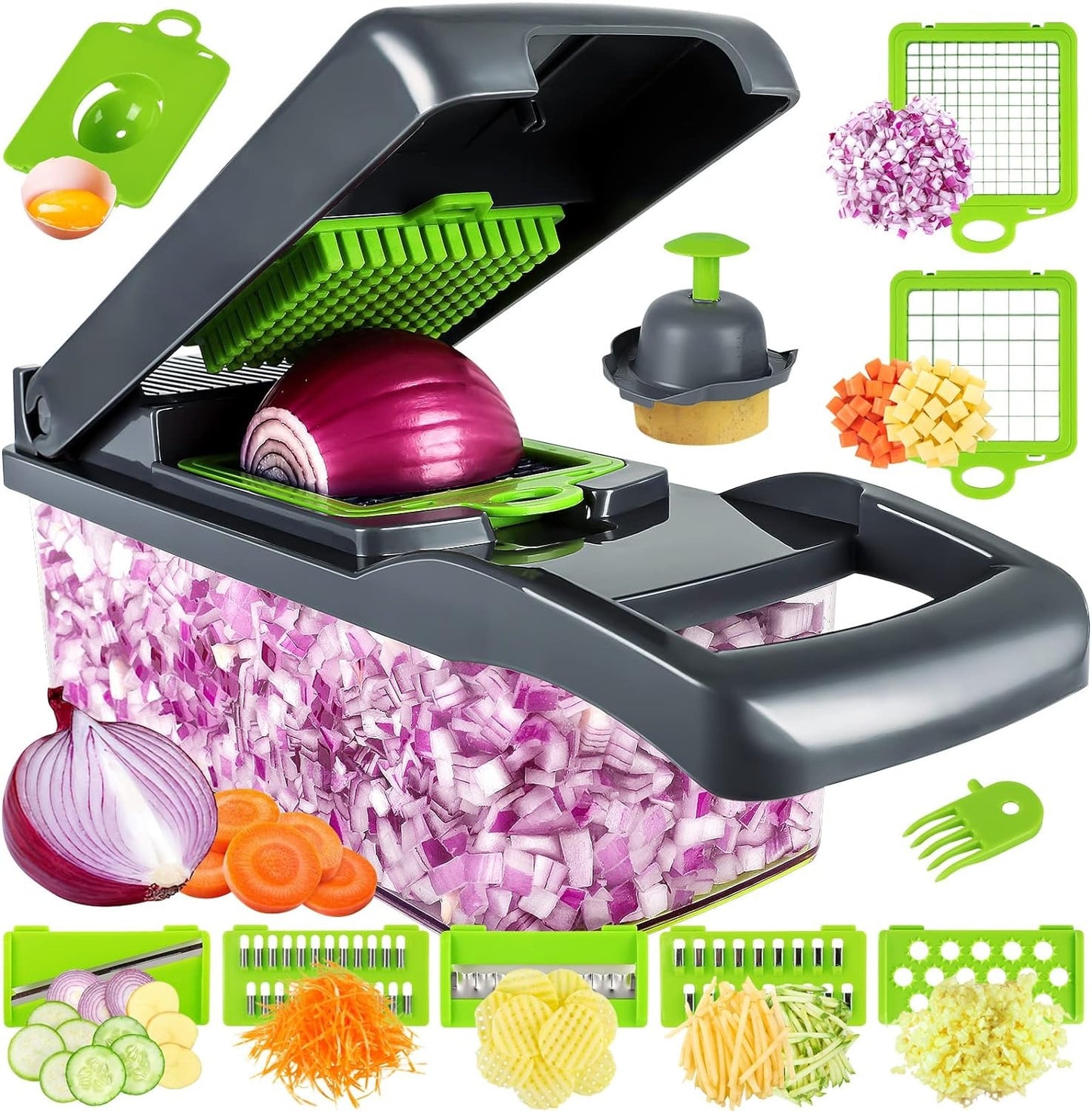 16-in-1 Multifunctional Vegetable Cutter for Chopping, Slicing & Grating