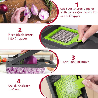 16-in-1 Multifunctional Vegetable Cutter for Chopping, Slicing & Grating