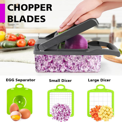 16-in-1 Multifunctional Vegetable Cutter for Chopping, Slicing & Grating