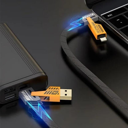 4-in-1 Fast Charging Cable – 65W Super Charge – Multicolor LED Magic Cable