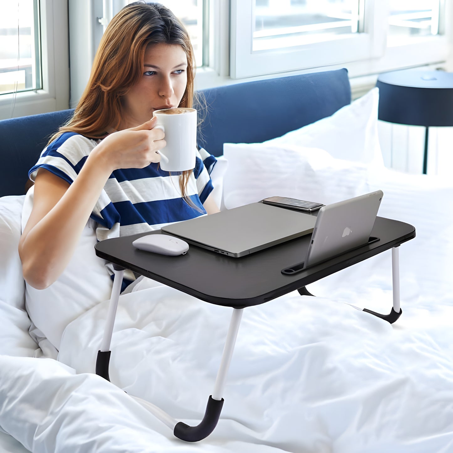 “Portable Foldable Wooden Laptop Table – Bed & Dorm Desk”